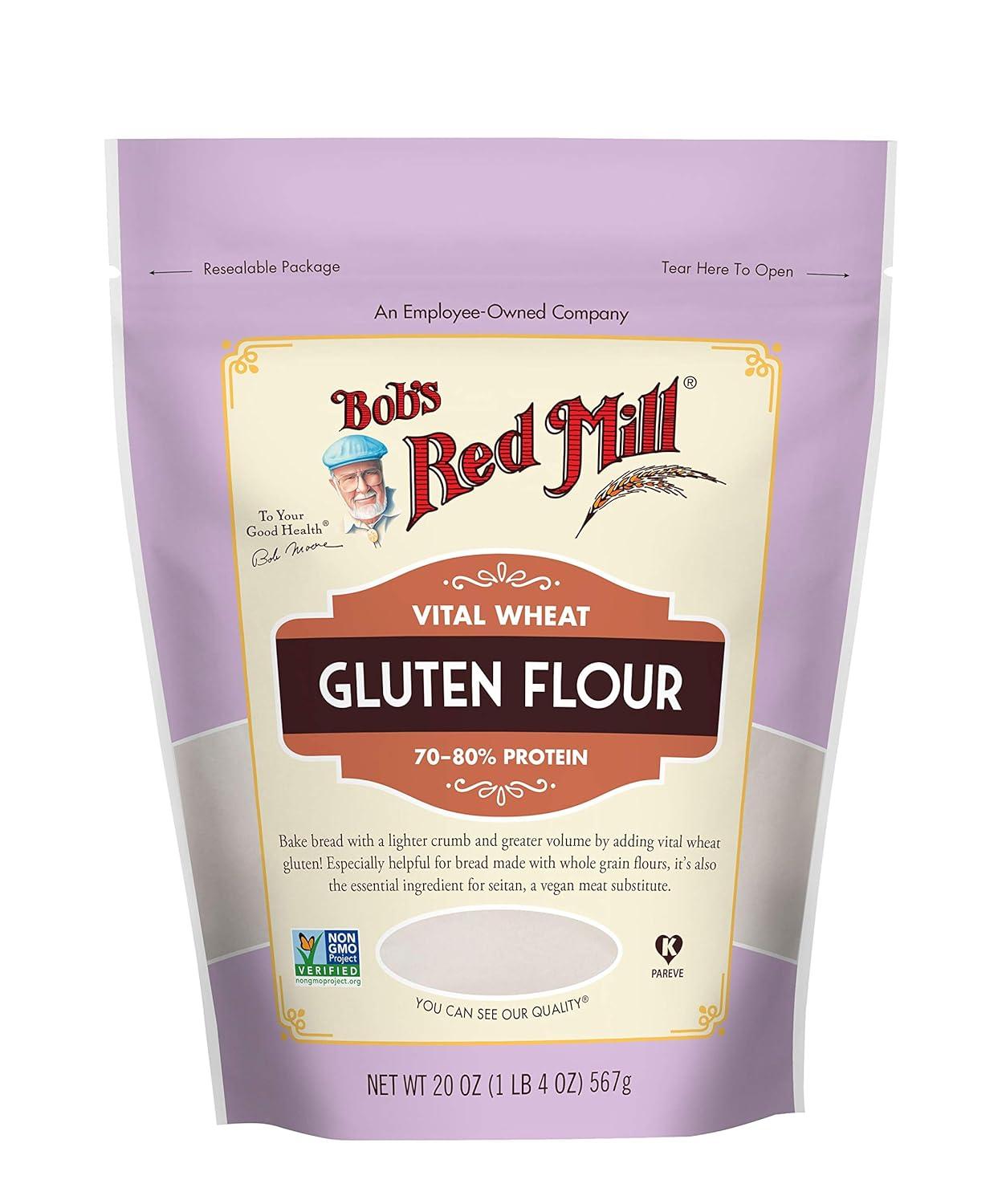 imageBobs Red Mill Vital Wheat Gluten Flour 20oz Pack of 4 Vegan Keto Friendly Kosher20 Ounce Pack of 4