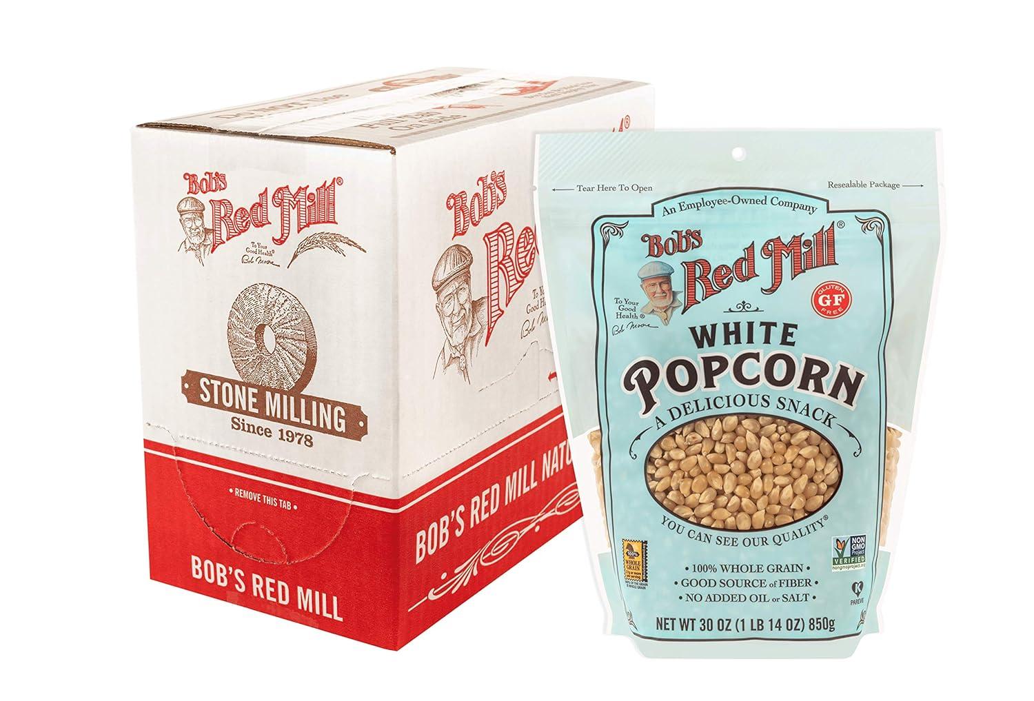 imageBobs Red Mill White Popcorn 30oz Pack of 4 Non GMO Whole Grain Vegan KosherResealable