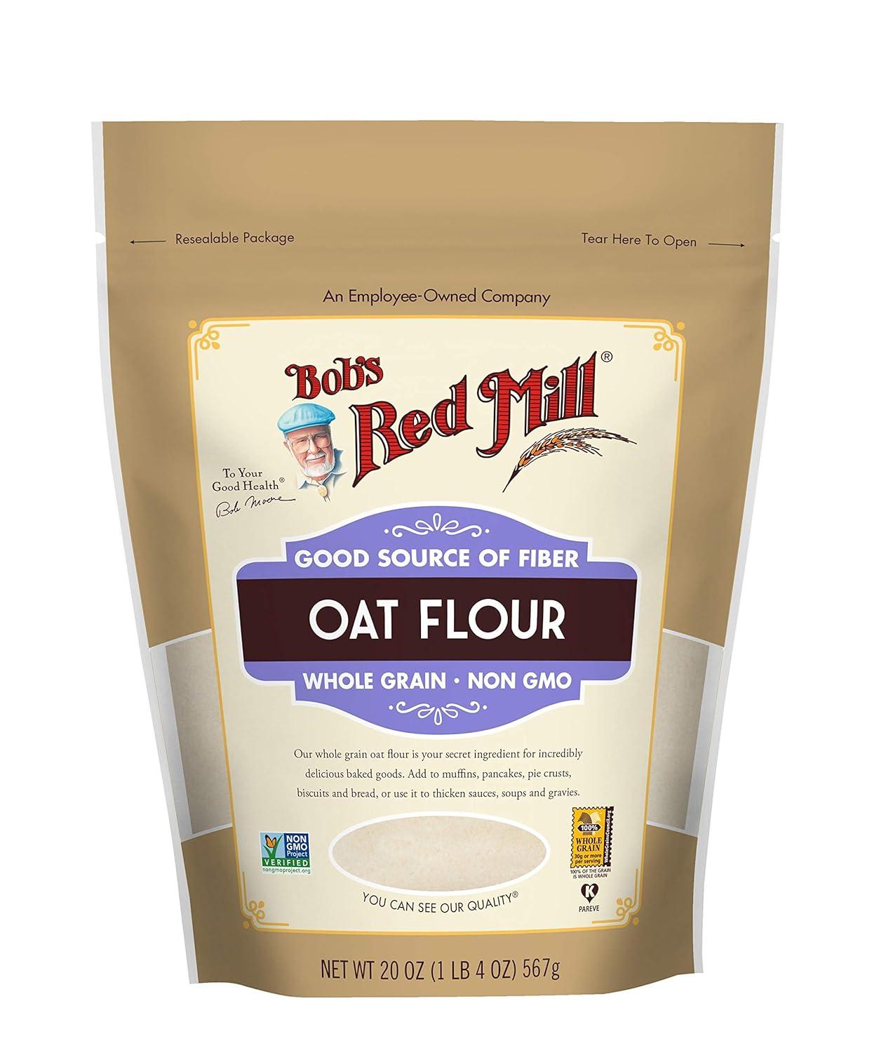 imageBobs Red Mill Whole Grain Oat Flour 20oz Pack of 4 Whole Grain Vegan Kosher20 Ounce Pack of 4