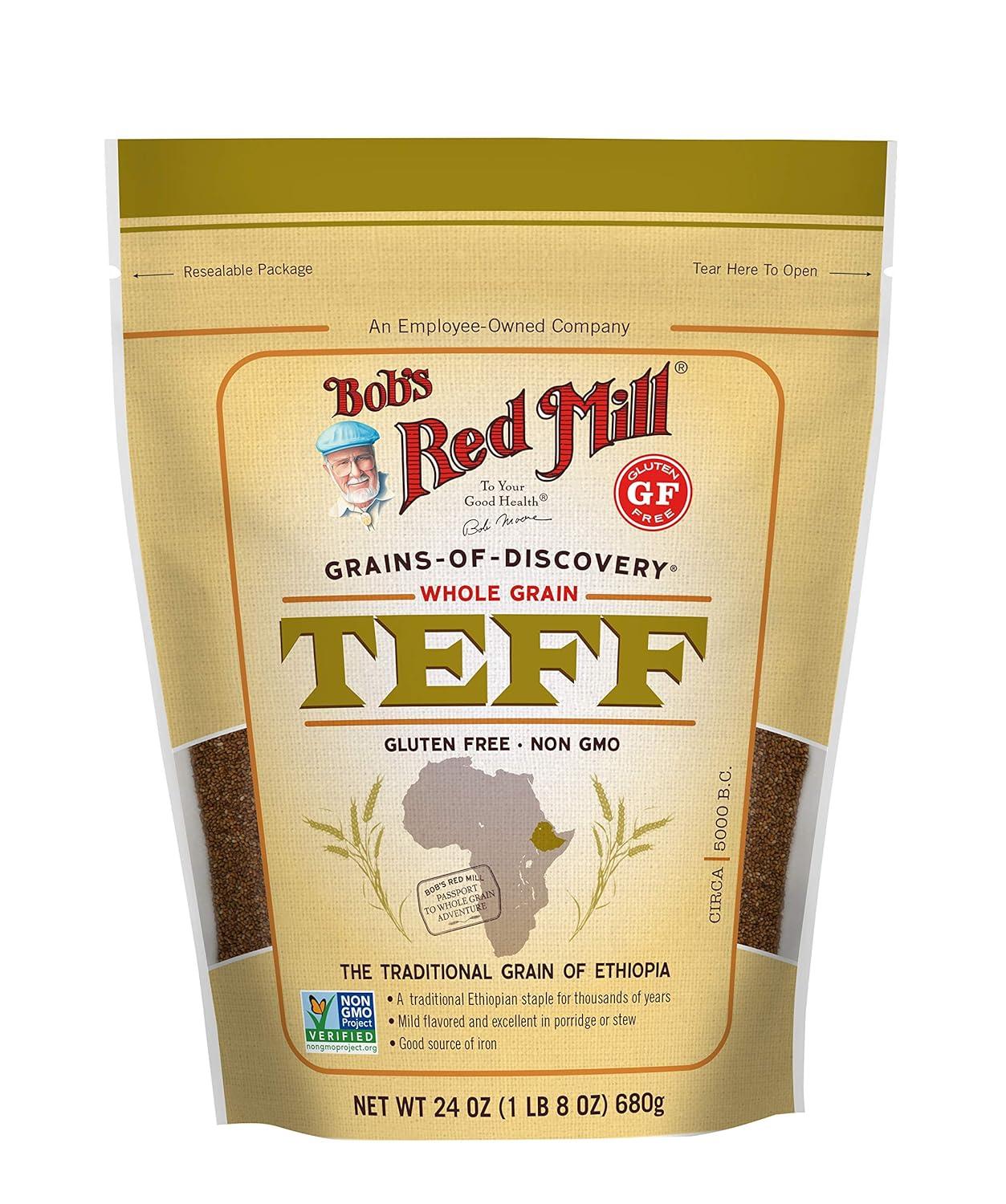 imageBobs Red Mill Whole Grain Teff 24oz Pack of 4 Non GMO Whole Grain Vegan Kosher24 Ounce Pack of 4