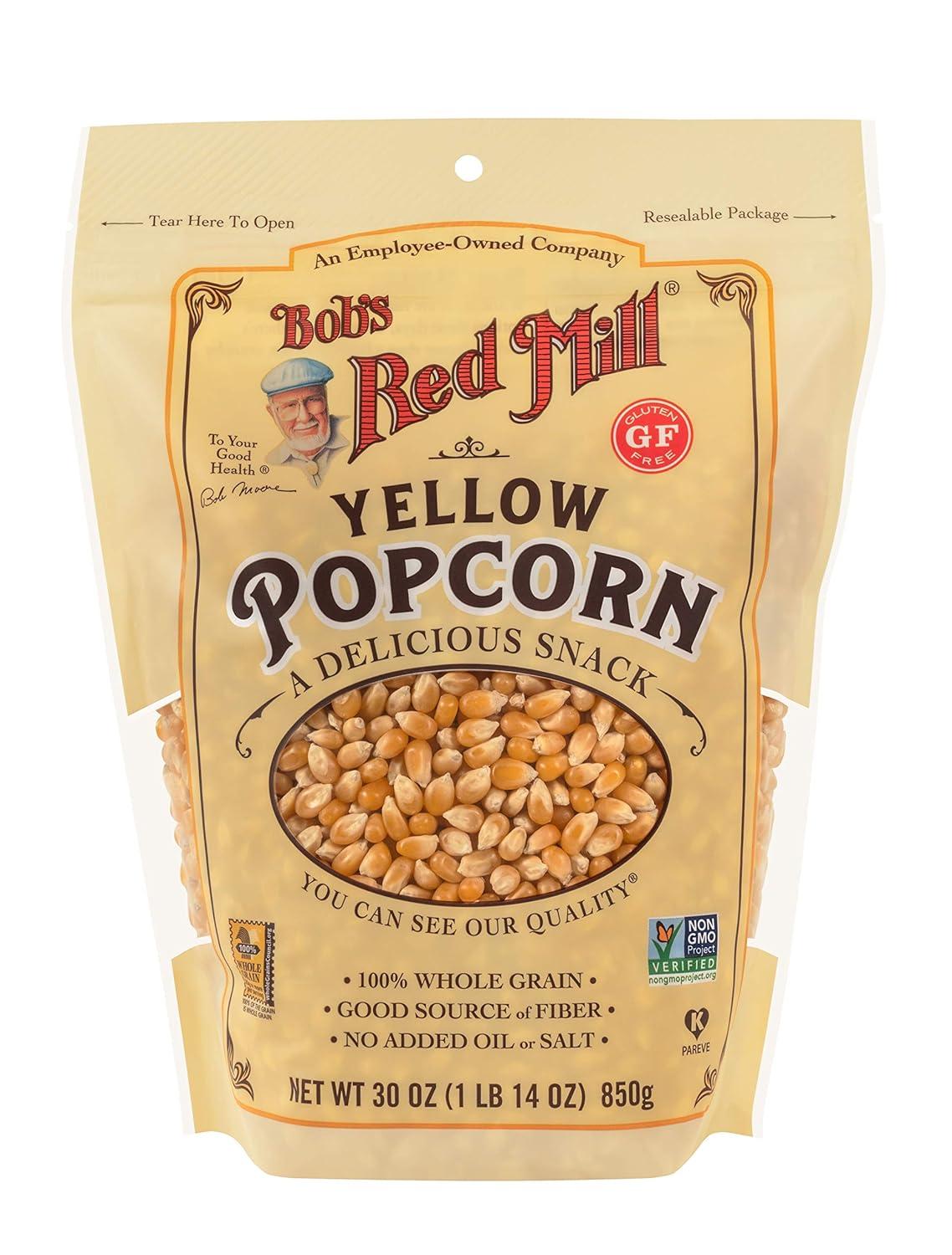 imageBobs Red Mill Yellow Popcorn 30oz Pack of 4 Non GMO Whole Grain Vegan Kosher30ounce Pack of 4