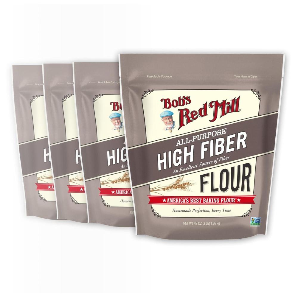 imageBobs Red Mill All Purpose High Fiber Flour  3 lb Bag 1to1 Baking Substitute Excellent Source of Fiber NonGMO Kosher48 Ounce Pack of 4