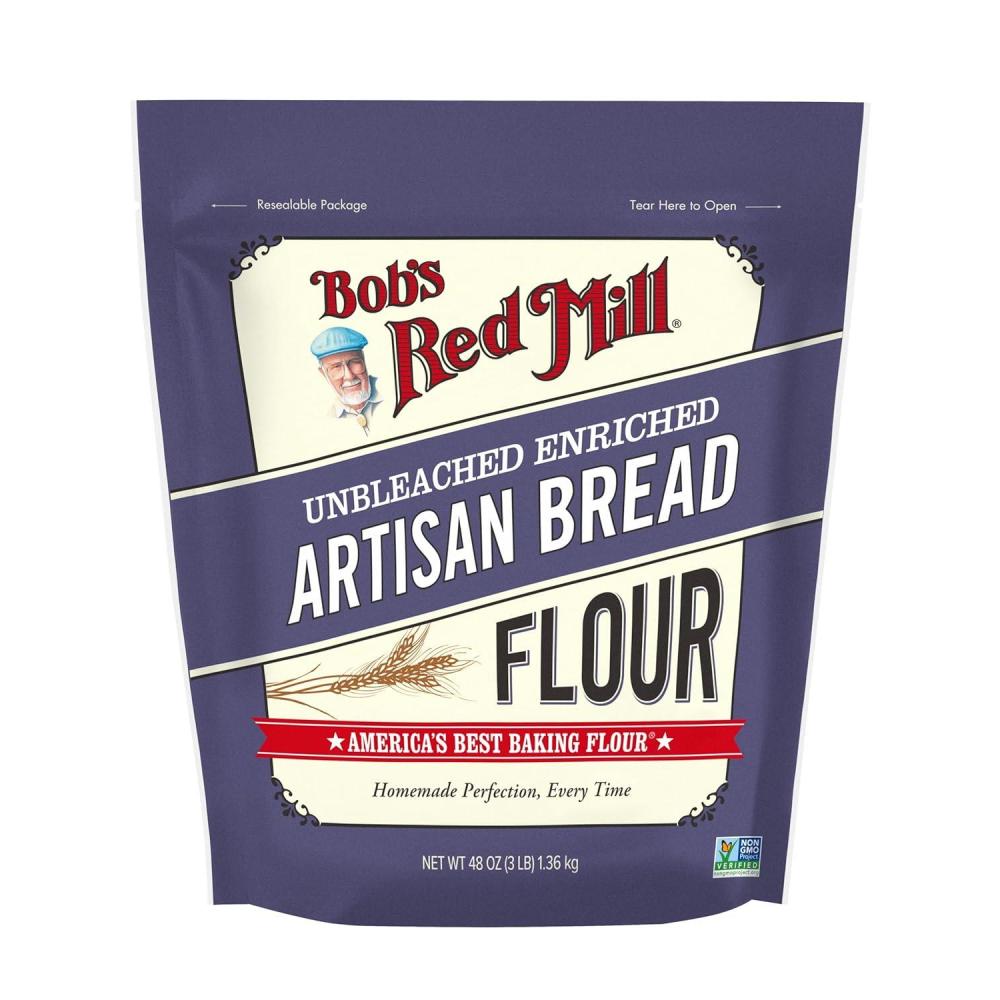 imageBobs Red Mill Artisan Bread Flour 3 Pound Pack of 4  Unbleached Unbromated NonGMO VeganArtisan Bread Flour