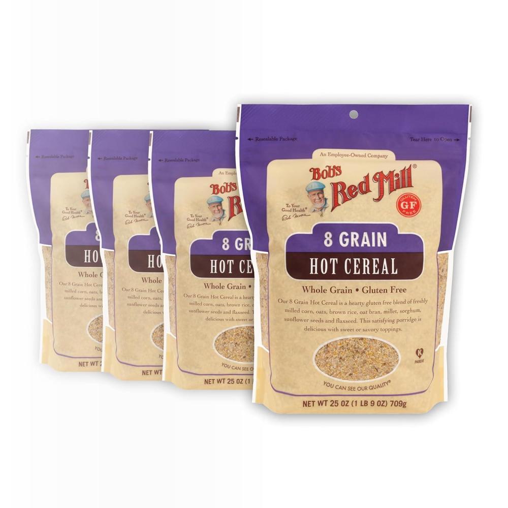 imageBobs Red Mill Gluten Free 8 Grain Hot Cereal 25oz Pack of 4 Vegan Kosher100 Ounce Pack of 1