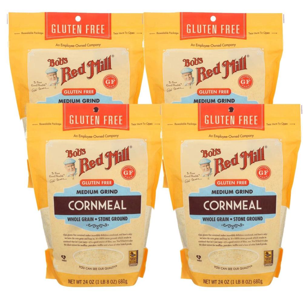 imageBobs Red Mill Gluten Free Cornmeal 24oz Pack of 4 Gluten Free Vegan Whole Grain Kosher24 Ounce Pack of 4