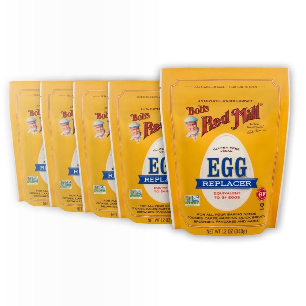imageBobs Red Mill Gluten Free Egg Replacer 12oz Pack of 5 Non GMO Vegan Paleo Friendly Equals 34 EggsBag Kosher12 Ounce Pack of 5