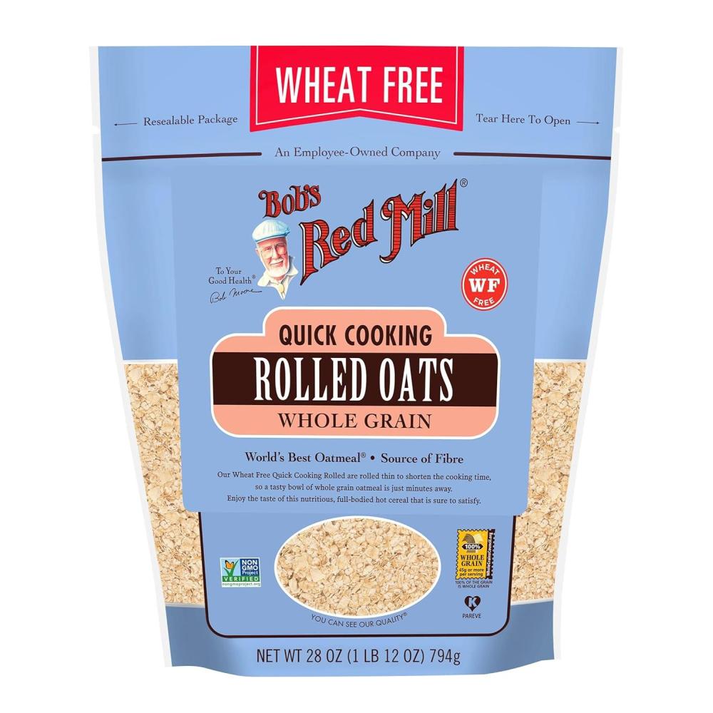 imageBobs Red Mill Gluten Free Quick Cooking Rolled Oats 28oz Pack of 4 Non GMO Whole Grain Vegan KosherGF Quick Rolled Oats