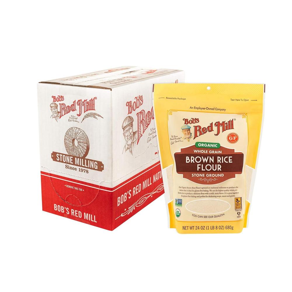 imageBobs Red Mill Organic Brown Rice Flour 24oz Pack of 4  Non GMO Whole Grain Vegan Kosher15 Pound Pack of 4