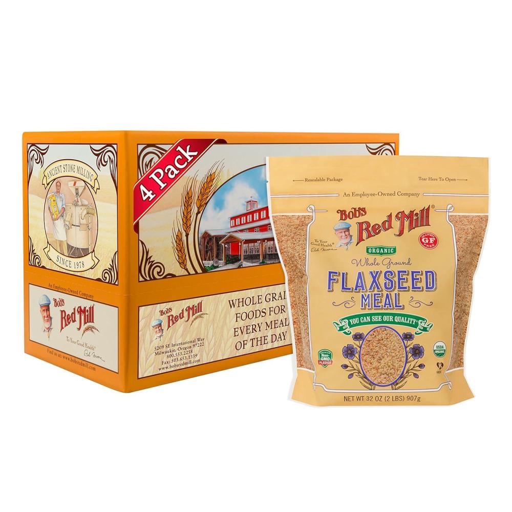 imageBobs Red Mill Organic Flaxseed Meal 32oz Pack of 4 Non GMO Vegan Paleo Friendly Keto Friendly Kosher2 Pound Pack of 4