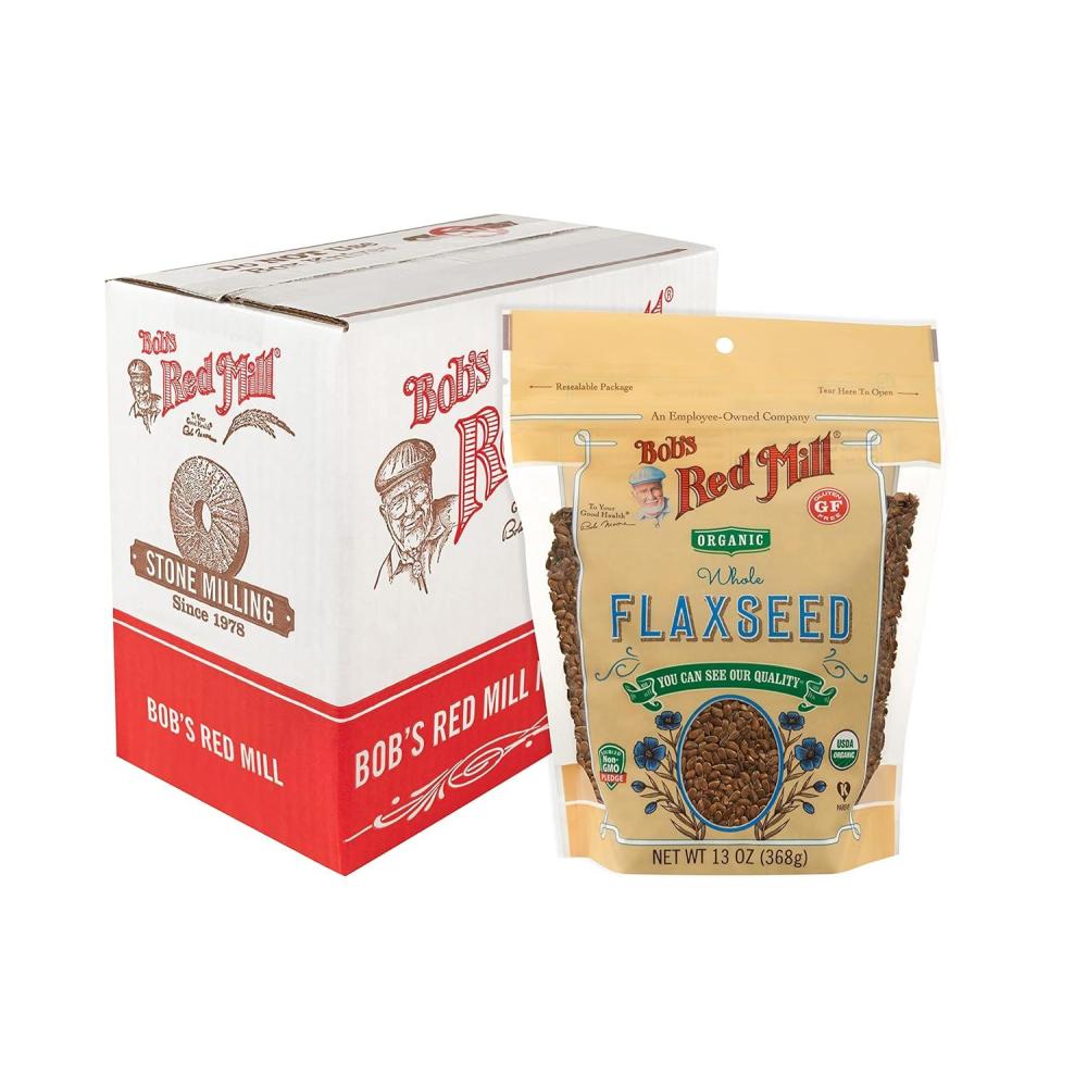 imageBobs Red Mill Organic Flaxseeds 13oz Pack of 4 Non GMO Vegan Paleo Friendly Keto Friendly Raw Sproutable Kosher13 Ounce Pack of 4
