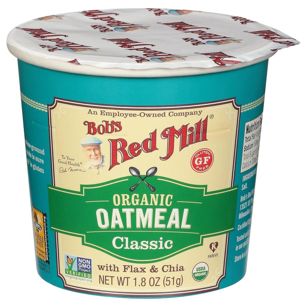 imageBobs Red Mill Organic Oat Cup Classic 1 cup Pack of 12 Non GMO Whole Grain KosherClassic