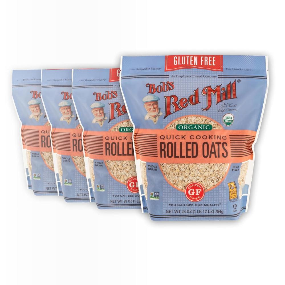 imageBobs Red Mill Quick Cooking Organic Rolled Oats 28 oz Pack of 428 Ounce Pack of 4
