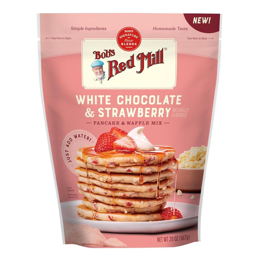 imageBobs Red Mill White Chocolate amp Strawberry Pancake Mix 20oz Pack of 4  Just Add Water Makes 3240 Pancakes per BagWhite Chocolate Strawberry