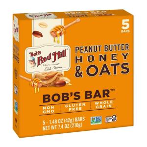 Bob’s Red Mill 5pk PB Honey & Oats Bar, 5 bars (Pack of 1) – Non GMO, Gluten Free, Kosher(Honey)
