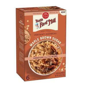 Bob’s Red Mill Instant Oatmeal Packets, Apple & Cinnamon, 6 Packets Total (1 Box/6 Packets per Box), Non-GMO, Gluten Free, Whole Grain(Maple Brown Sugar)