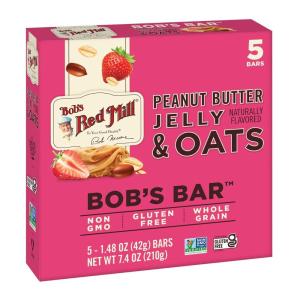 Bob’s Red Mill Peanut Butter Jelly & Oats Snack Bar – 5 Bars (Pack of 1) – Gluten Free, Non-GMO, Whole Grain