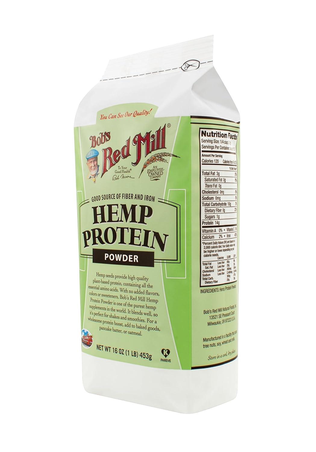 imageBobs Red Mill Hemp Protein Powder 16oz Pack of 4 Non GMO Vegan Paleo Friendly Keto Friendly Kosher1 Pound Pack of 1