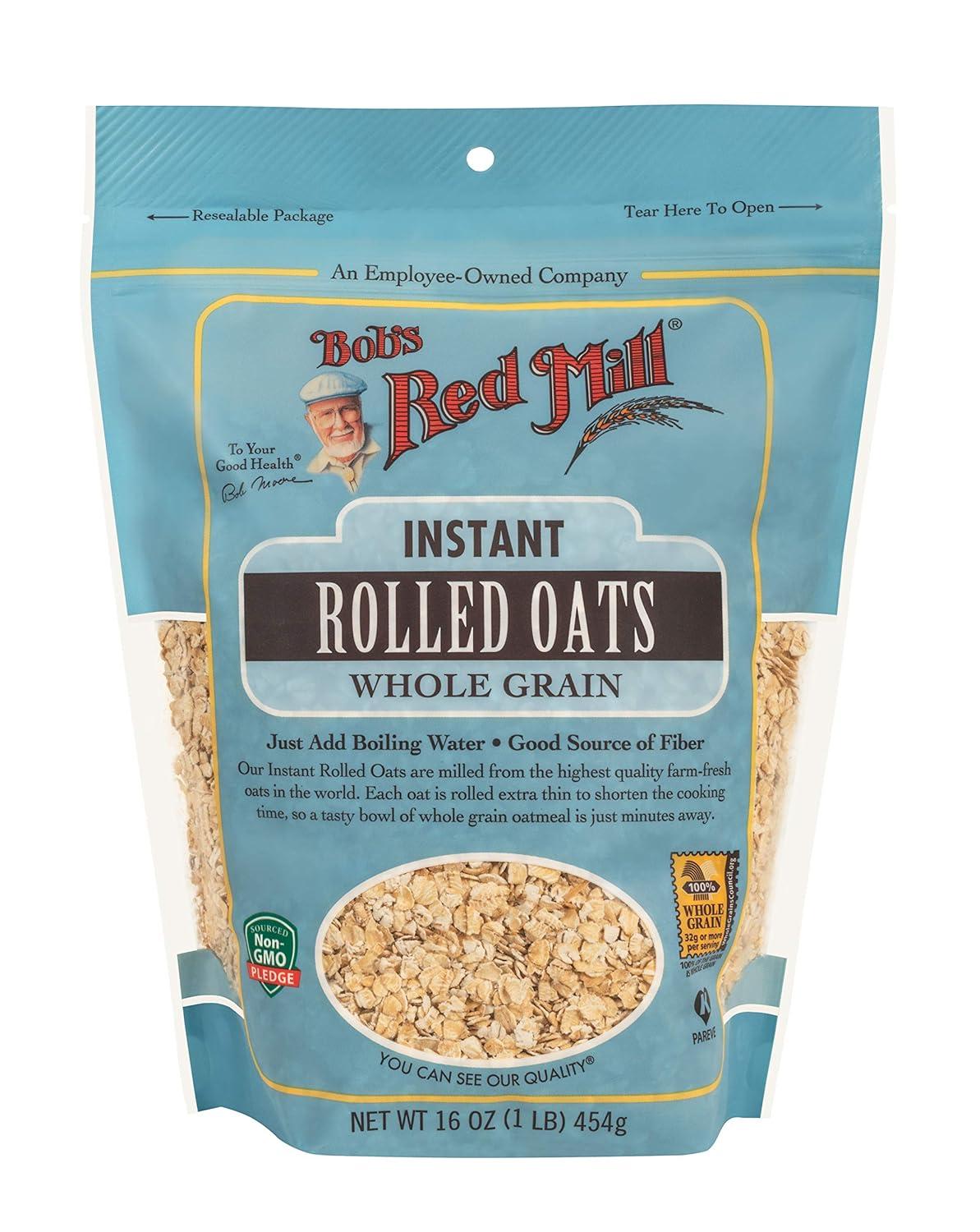 imageBobs Red Mill Instant Rolled Oats 16oz Pack of 4 Non GMO Whole Grain Vegan Kosher16 Ounce Pack of 4