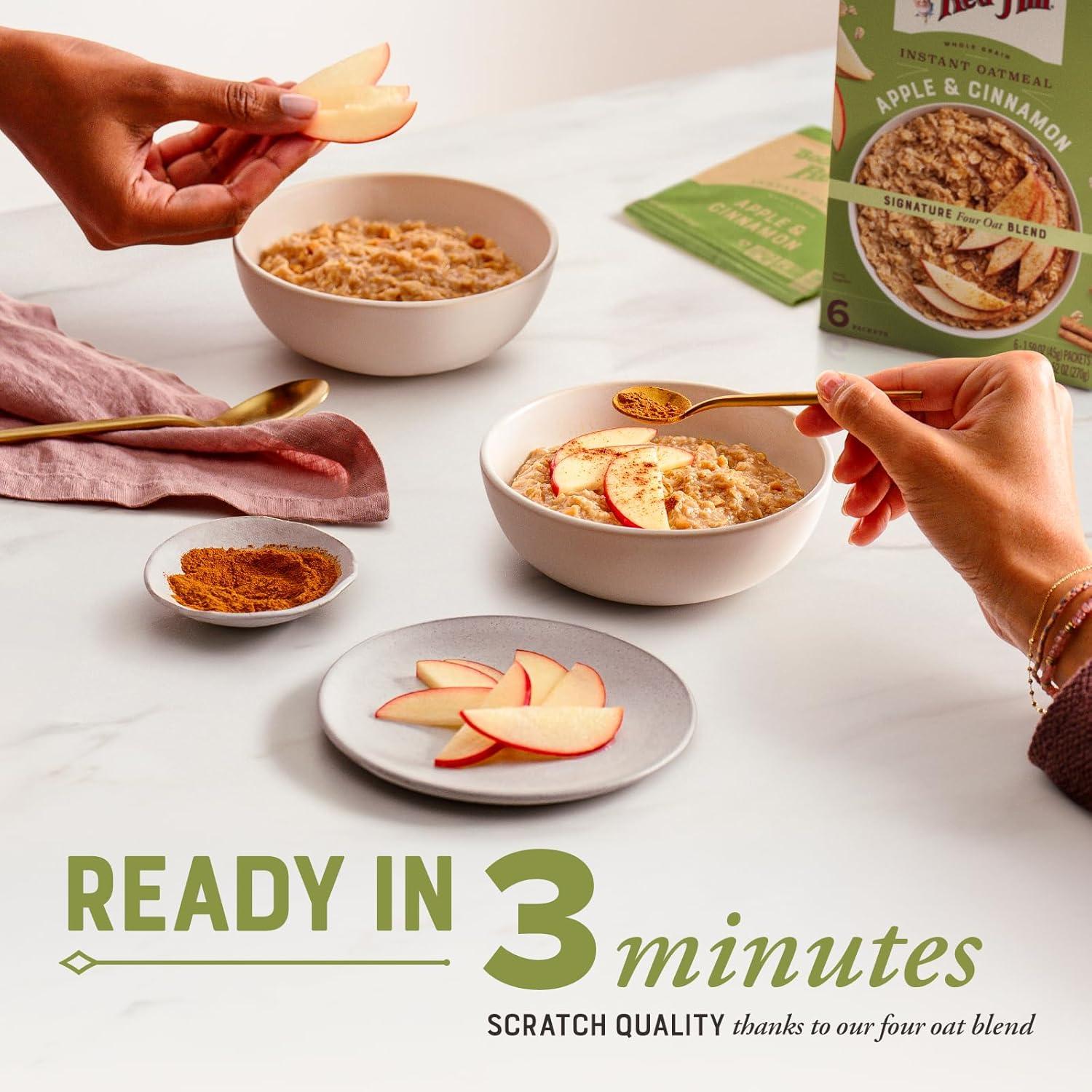 imageBobs Red Mill Instant Oatmeal Apple amp Cinnamon 24 Packets Total NonGMO Gluten Free Whole Grain