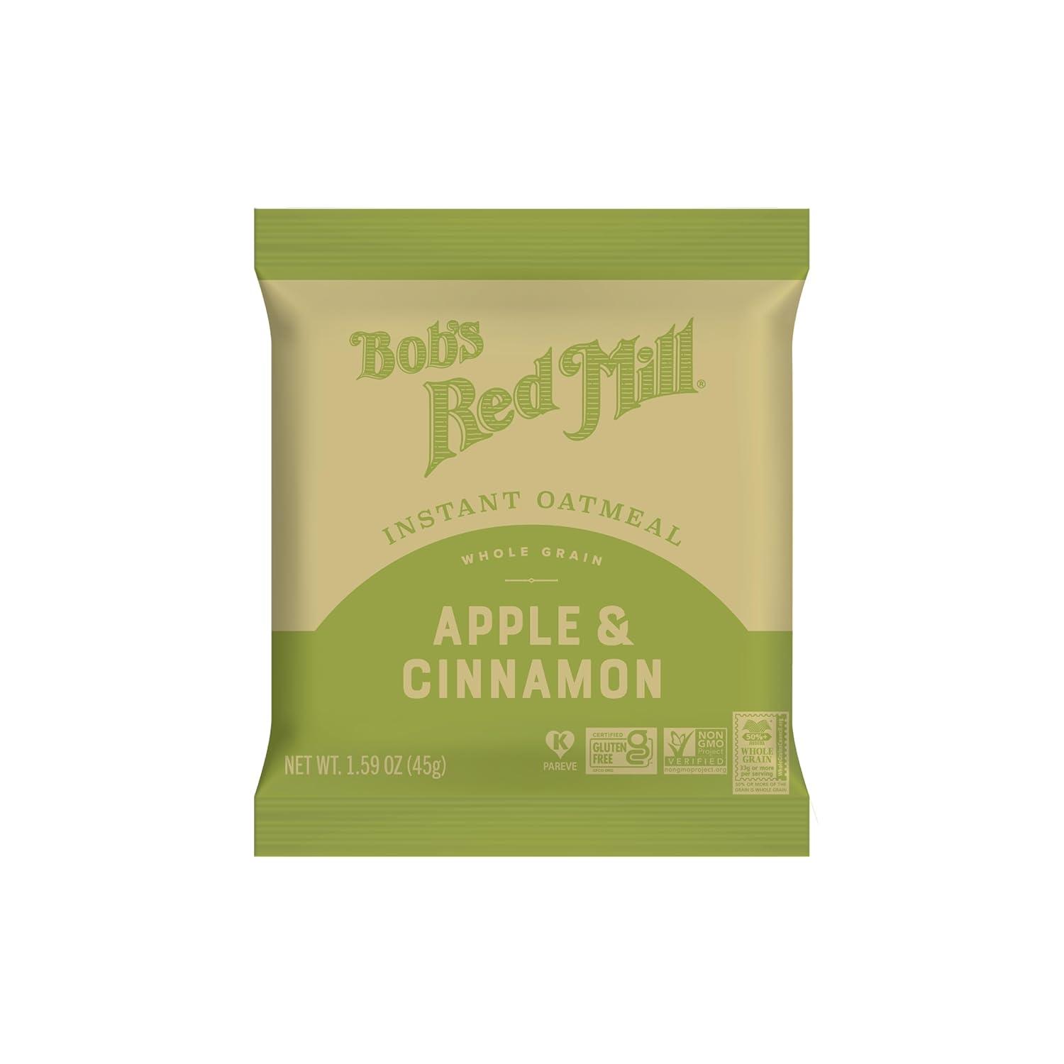 imageBobs Red Mill Instant Oatmeal Apple amp Cinnamon 24 Packets Total NonGMO Gluten Free Whole Grain
