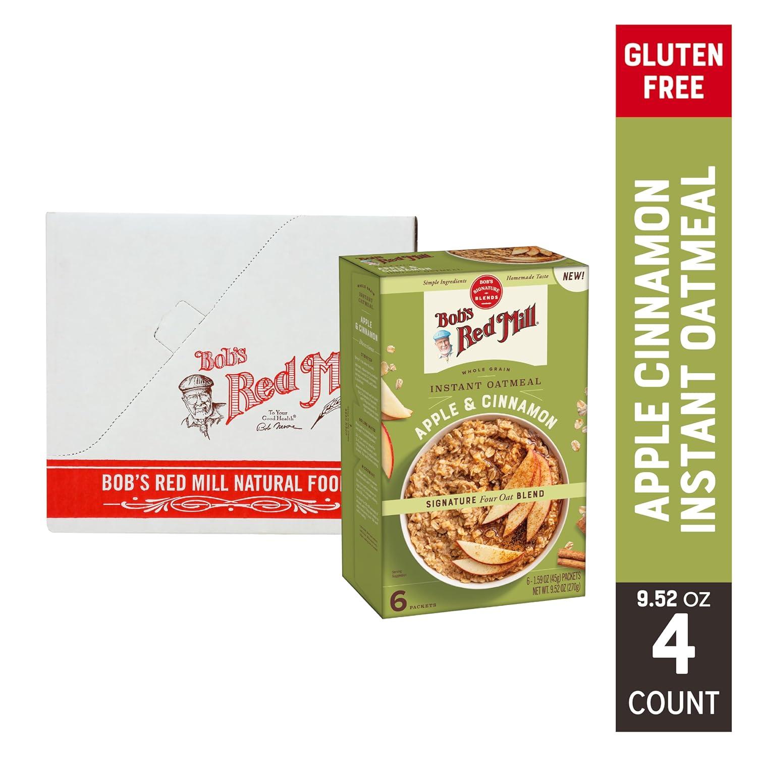 imageBobs Red Mill Instant Oatmeal Apple amp Cinnamon 24 Packets Total NonGMO Gluten Free Whole Grain