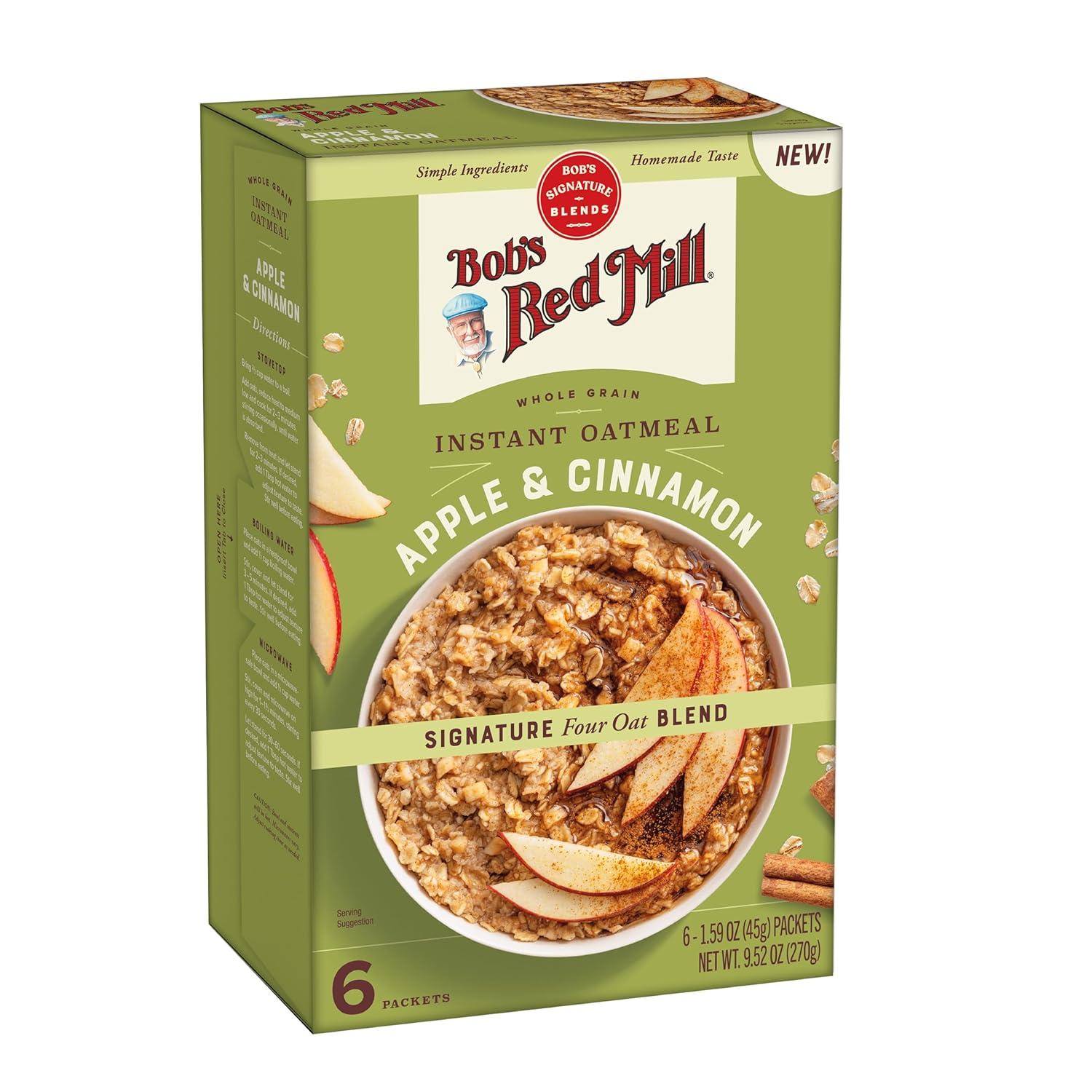 imageBobs Red Mill Instant Oatmeal Apple amp Cinnamon 24 Packets Total NonGMO Gluten Free Whole Grain