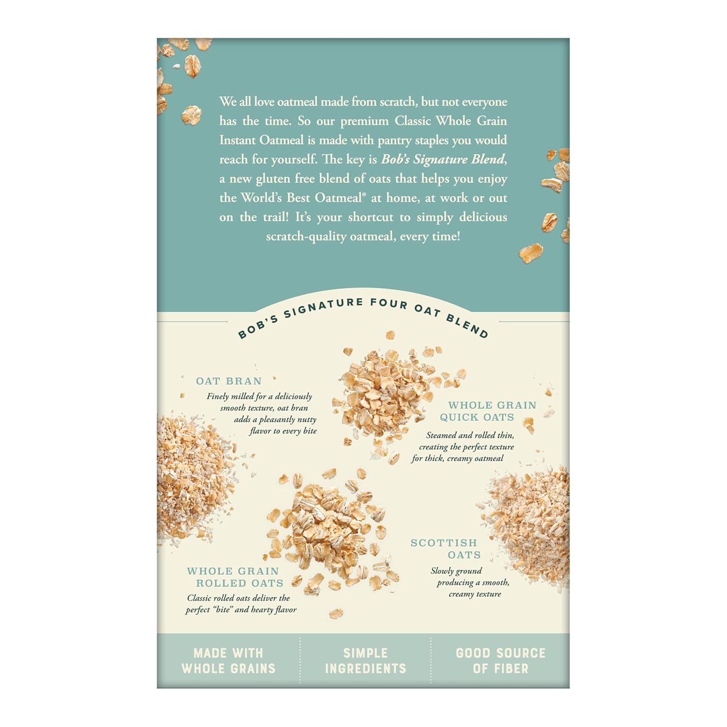 imageBobs Red Mill Instant Oatmeal Packets Chocolate Chip 4 Boxes 6 Packets per Box NonGMO Gluten Free Whole GrainClassic