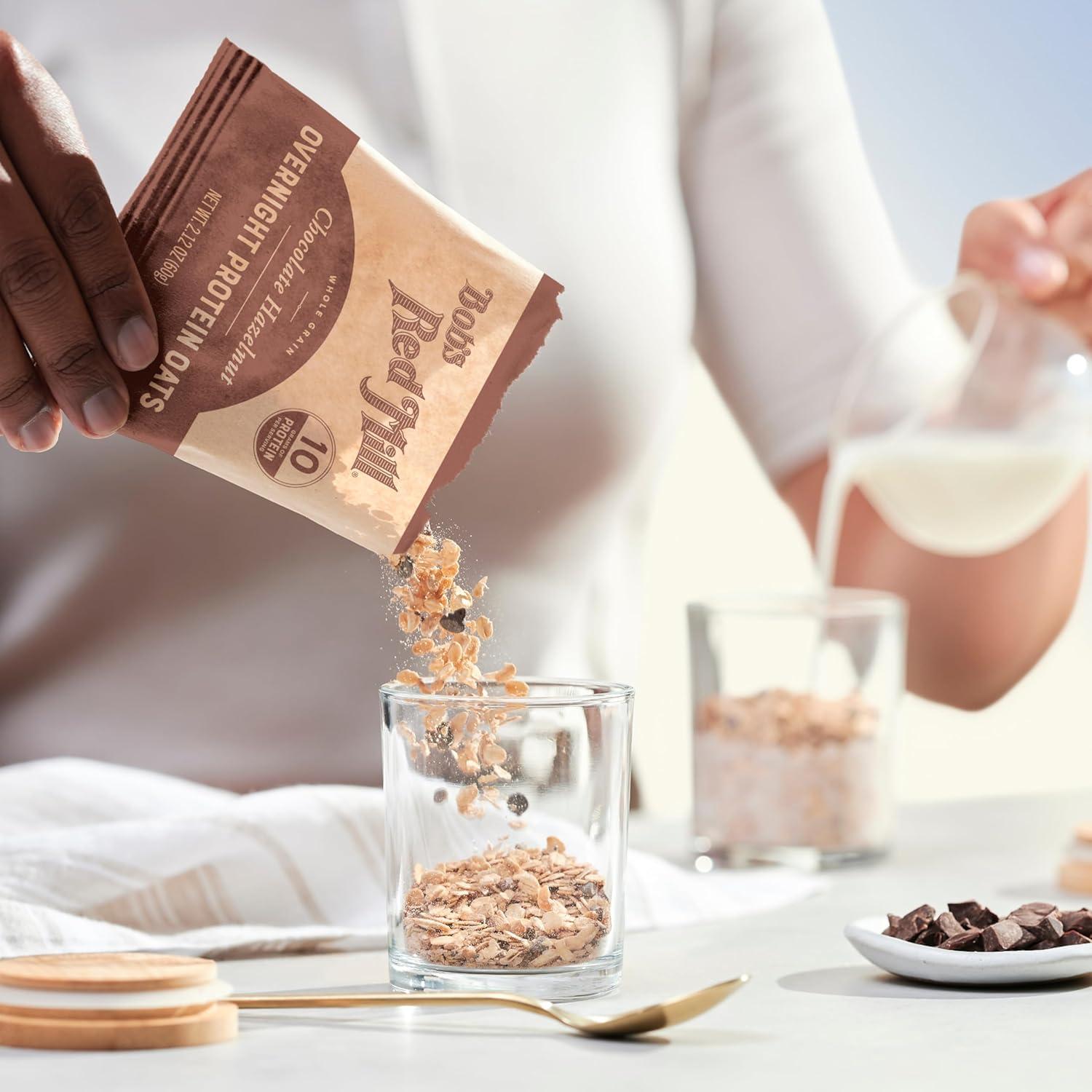 imageBobs Red Mill Overnight Protein Oat Packets Chocolate Hazelnut 4 Boxes4 Packets per Box NonGMO Gluten Free Whole GrainChocolate Hazelnut