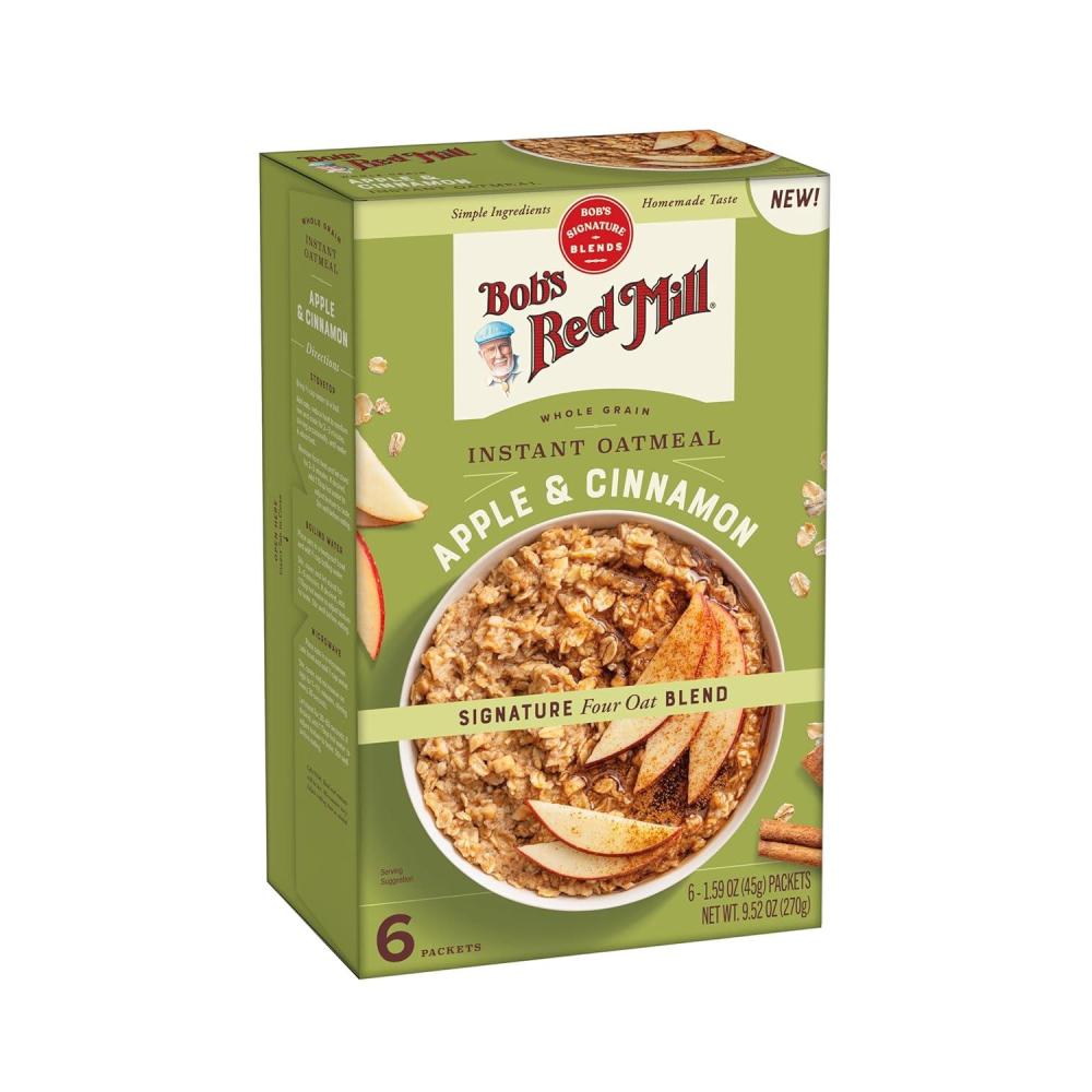 imageBobs Red Mill Instant Oatmeal Packets Chocolate Chip 4 Boxes 6 Packets per Box NonGMO Gluten Free Whole GrainApple Cinnamon