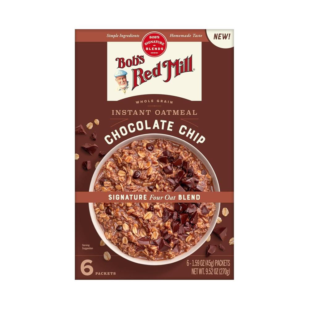 imageBobs Red Mill Instant Oatmeal Packets Chocolate Chip 4 Boxes 6 Packets per Box NonGMO Gluten Free Whole GrainChocolate Chip