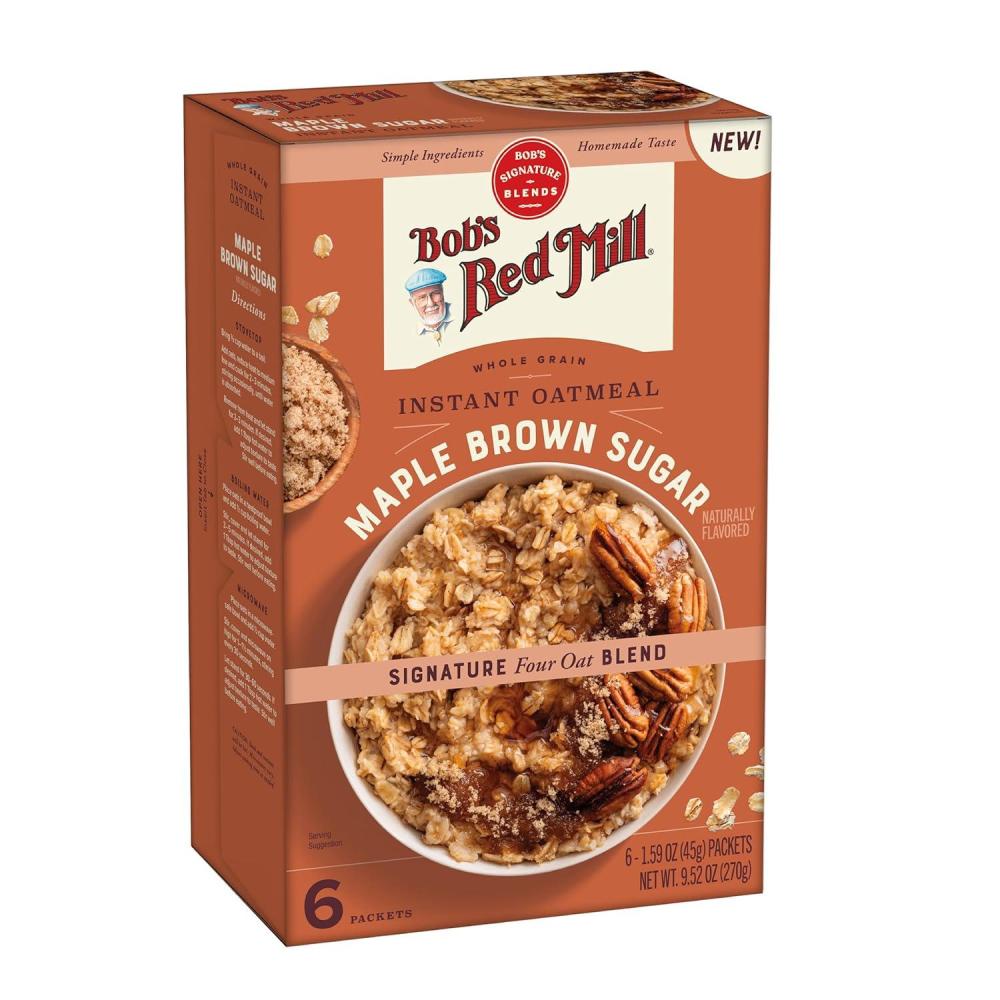imageBobs Red Mill Instant Oatmeal Packets Chocolate Chip 4 Boxes 6 Packets per Box NonGMO Gluten Free Whole GrainMaple Brown Sugar