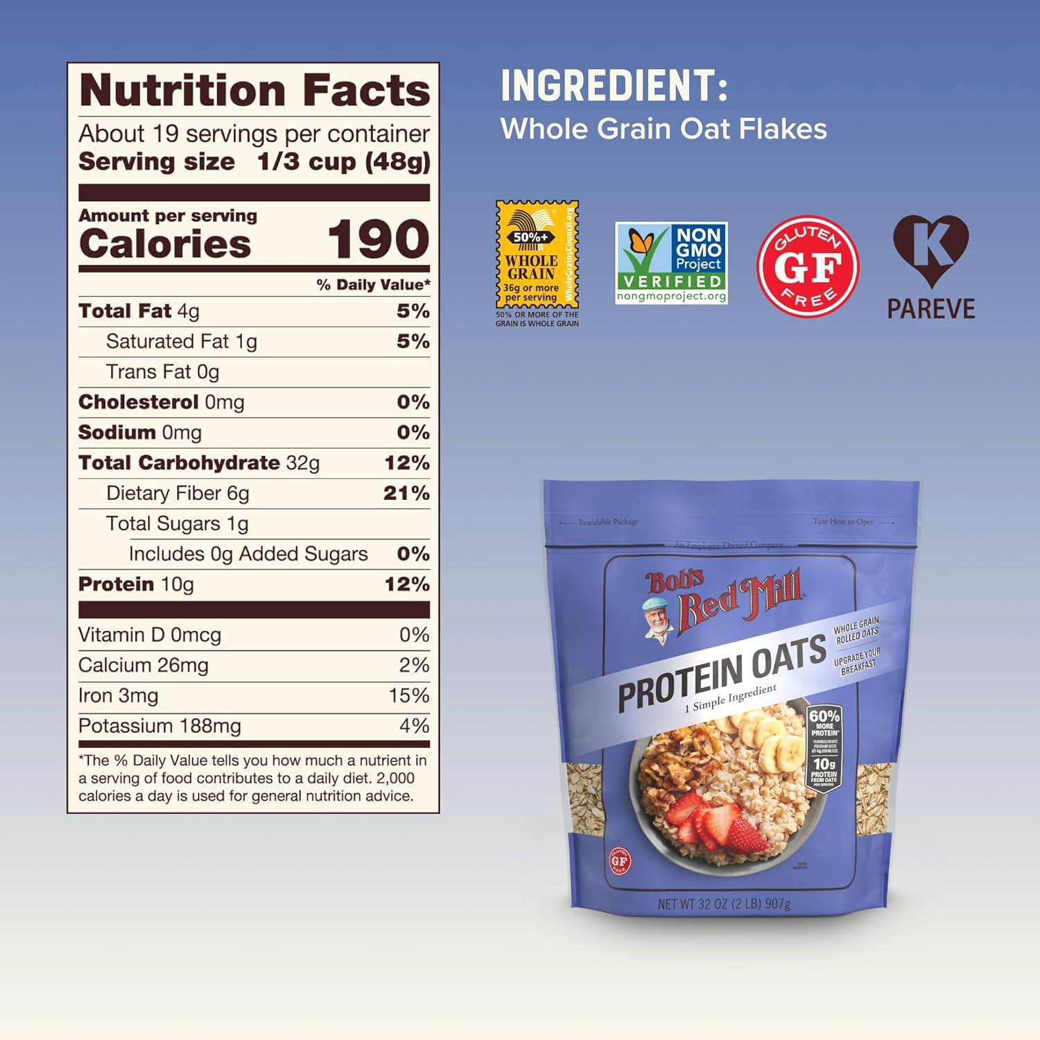 imageBobs Red Mill Protein Oats 32 ozProtein Oats